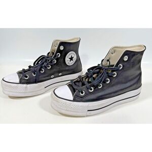 Converse Chuck Taylor All Star Lift Hi Women 7.5 Black Leather Platform 561675C